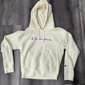 Champion ivory off white color hoodie pullover sweatshirt no size tag but fits M